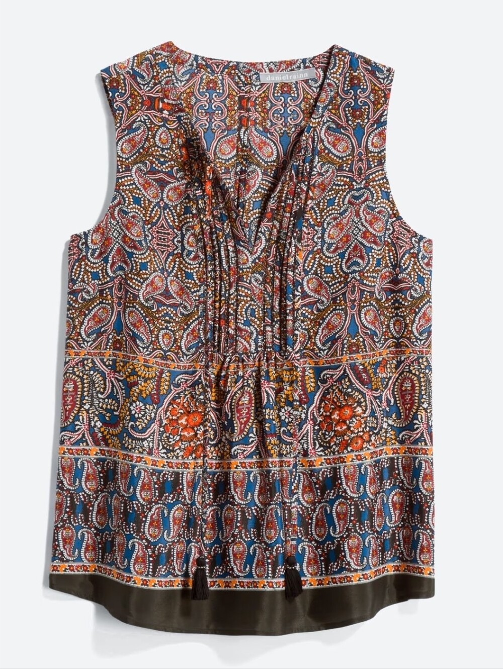 Pale Sky Paisley V-Neck Sleeveless Top - Multi